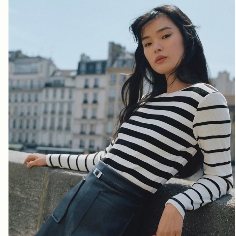 Anthropologie T.La Mixed Stripes Long-Sleeve Top Small LIKE NEW